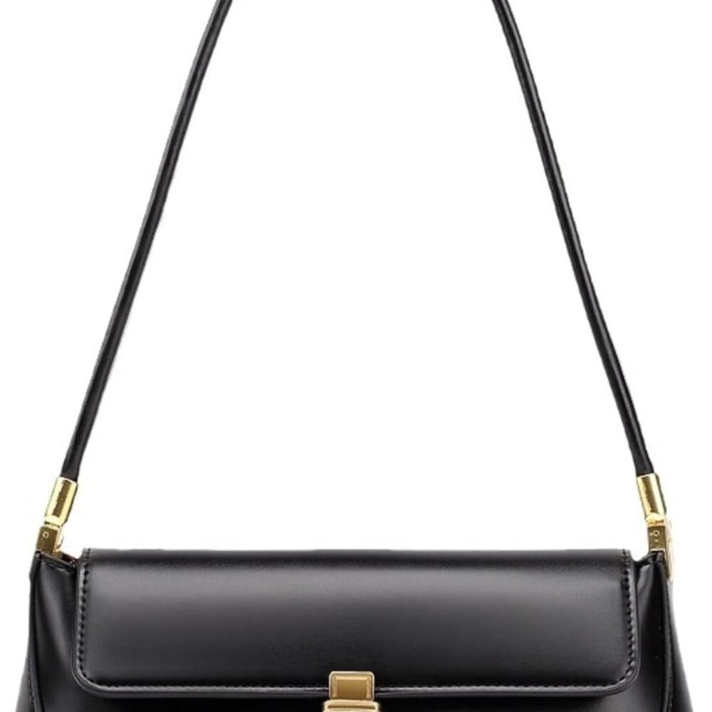 Elegant Black Leather Shoulder Bag